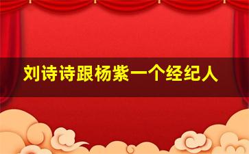 刘诗诗跟杨紫一个经纪人