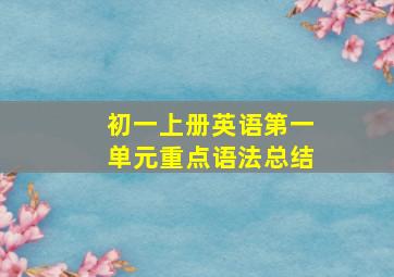 初一上册英语第一单元重点语法总结