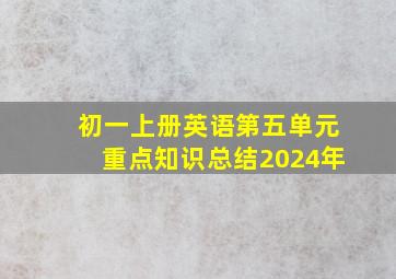 初一上册英语第五单元重点知识总结2024年