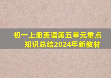 初一上册英语第五单元重点知识总结2024年新教材