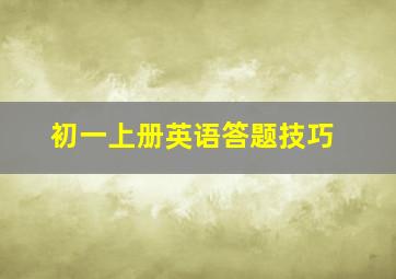 初一上册英语答题技巧