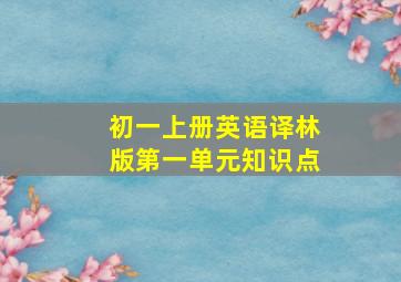 初一上册英语译林版第一单元知识点