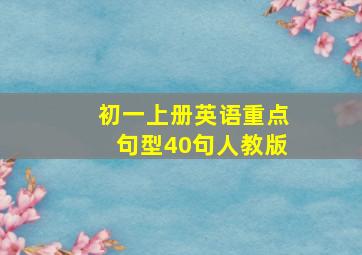 初一上册英语重点句型40句人教版