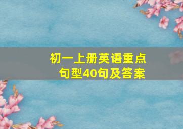 初一上册英语重点句型40句及答案