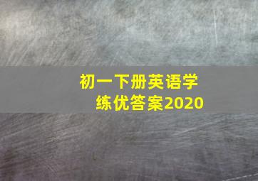 初一下册英语学练优答案2020