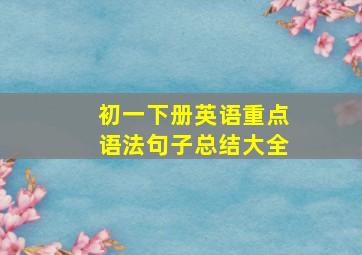 初一下册英语重点语法句子总结大全