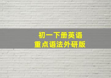 初一下册英语重点语法外研版