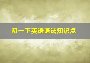 初一下英语语法知识点