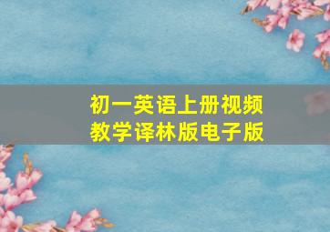 初一英语上册视频教学译林版电子版