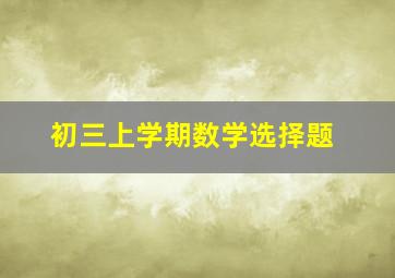 初三上学期数学选择题