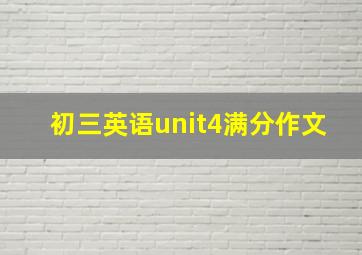 初三英语unit4满分作文