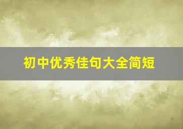 初中优秀佳句大全简短