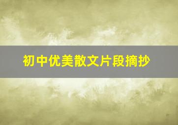 初中优美散文片段摘抄