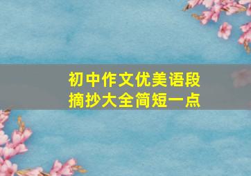 初中作文优美语段摘抄大全简短一点