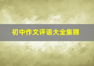 初中作文评语大全集锦