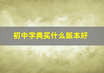 初中字典买什么版本好