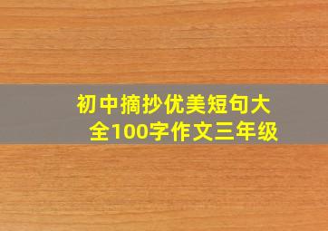 初中摘抄优美短句大全100字作文三年级