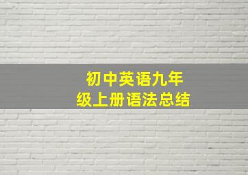 初中英语九年级上册语法总结