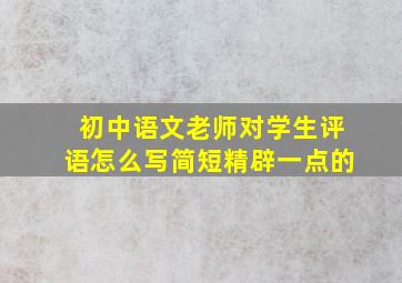 初中语文老师对学生评语怎么写简短精辟一点的