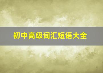 初中高级词汇短语大全