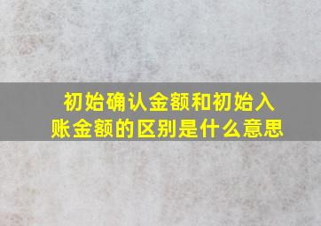 初始确认金额和初始入账金额的区别是什么意思