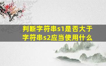 判断字符串s1是否大于字符串s2应当使用什么