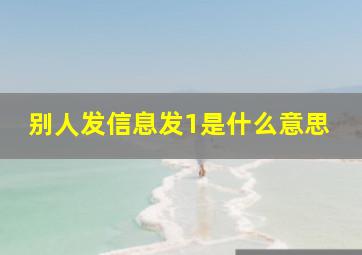 别人发信息发1是什么意思