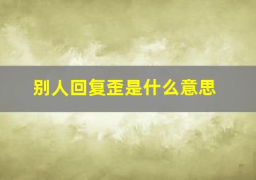 别人回复歪是什么意思