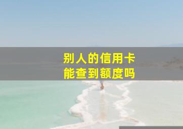 别人的信用卡能查到额度吗