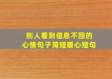 别人看到信息不回的心情句子简短暖心短句