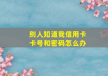 别人知道我信用卡卡号和密码怎么办