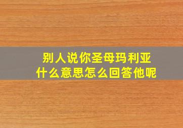 别人说你圣母玛利亚什么意思怎么回答他呢