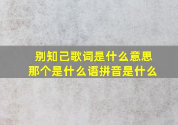 别知己歌词是什么意思那个是什么语拼音是什么