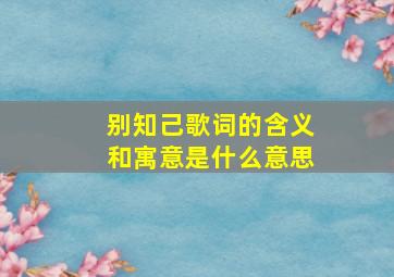 别知己歌词的含义和寓意是什么意思