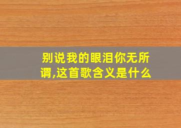 别说我的眼泪你无所谓,这首歌含义是什么