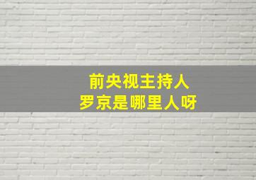 前央视主持人罗京是哪里人呀