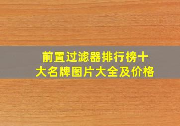 前置过滤器排行榜十大名牌图片大全及价格