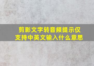 剪影文字转音频提示仅支持中英文输入什么意思