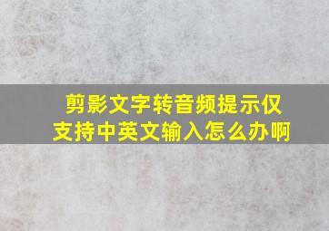 剪影文字转音频提示仅支持中英文输入怎么办啊