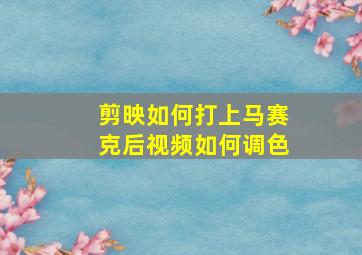 剪映如何打上马赛克后视频如何调色