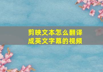 剪映文本怎么翻译成英文字幕的视频