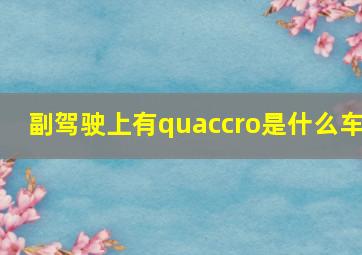 副驾驶上有quaccro是什么车