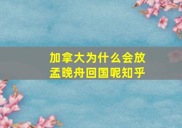 加拿大为什么会放孟晚舟回国呢知乎