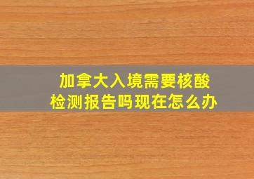 加拿大入境需要核酸检测报告吗现在怎么办