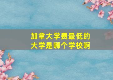 加拿大学费最低的大学是哪个学校啊