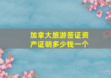 加拿大旅游签证资产证明多少钱一个