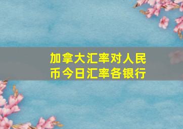 加拿大汇率对人民币今日汇率各银行