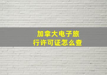 加拿大电子旅行许可证怎么查