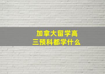 加拿大留学高三预科都学什么