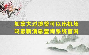 加拿大过境签可以出机场吗最新消息查询系统官网